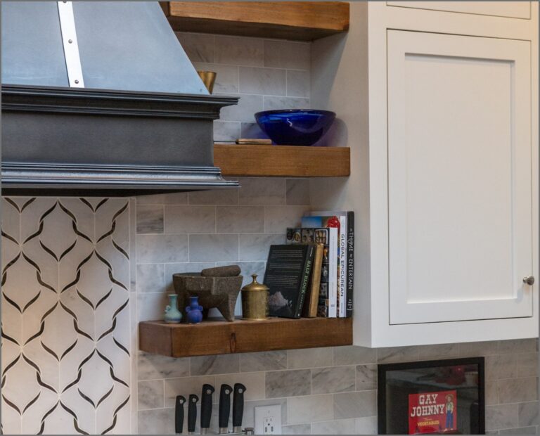 Cedar Medium Brown Shelves in Kitchen