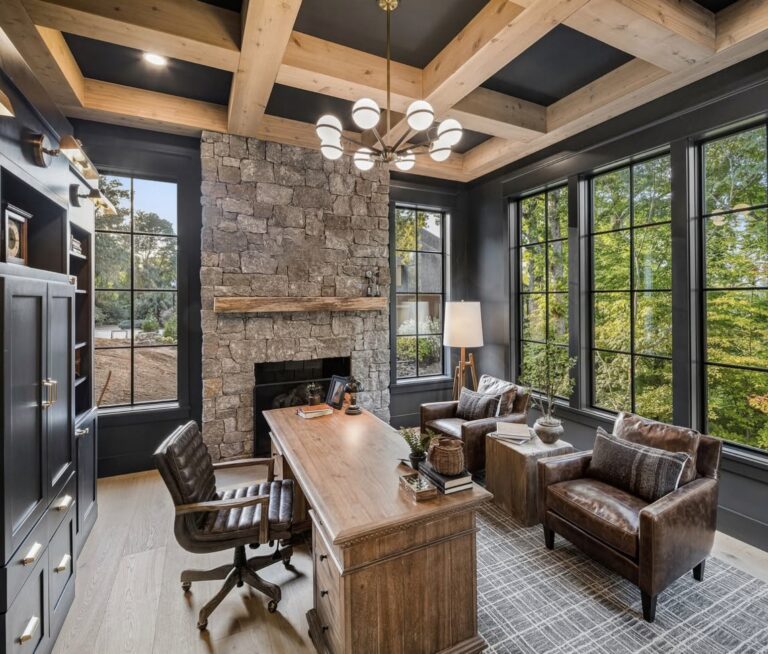 Chess Pattern Cedar Beams with White Oak Stain